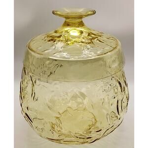 Bryce Mid Century Modern El Rancho Yellow Turnabout Glass Candy Jar With Lid